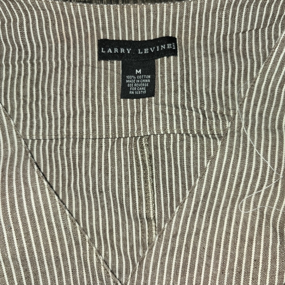 Larry Levine Women Brown Railroad Stripe Crop Vest M - Picture 3 of 5
